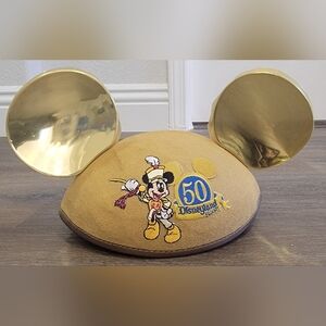 Disneyland Resort 50th Anniversary Mickey Ears Hat Gold Adult Cap HTF